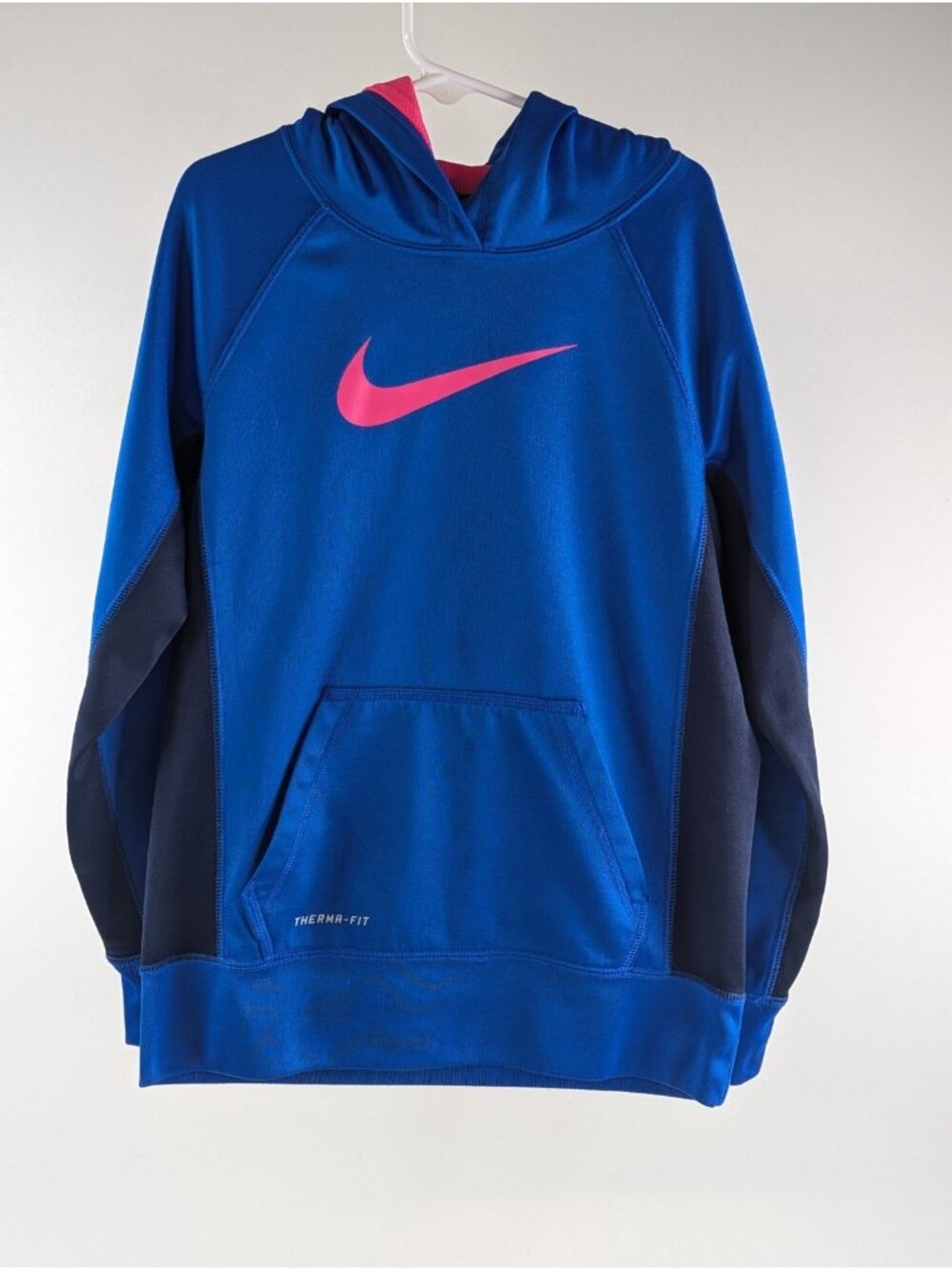 Nike Dri Fit Hoodie Youth Medium Blue Black Magenta Pullover Hooded Sweatshirt - Picture 2 of 10